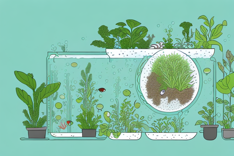 A hydroponic system with plants and fish in a symbiotic environment