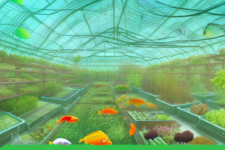 A large aquaponics farm with a variety of vegetables