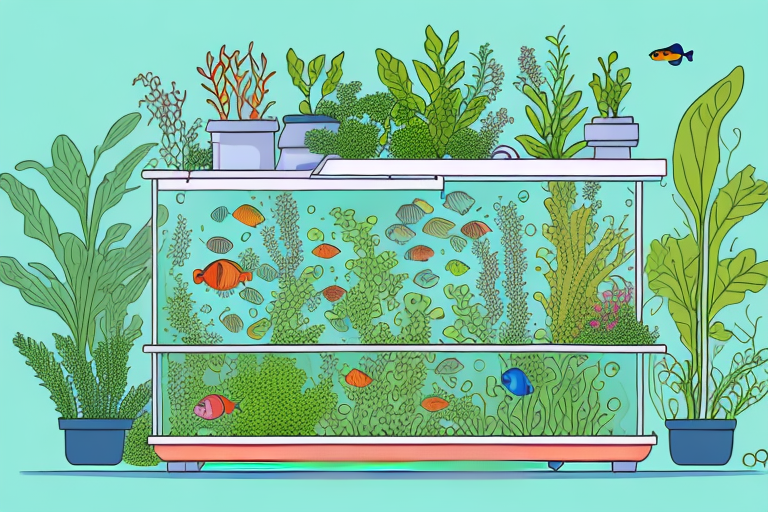 A healthy aquaponics system with a variety of plants and fish