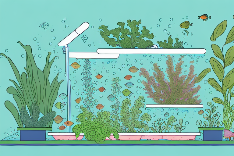 A thriving aquaponics system with plants and fish