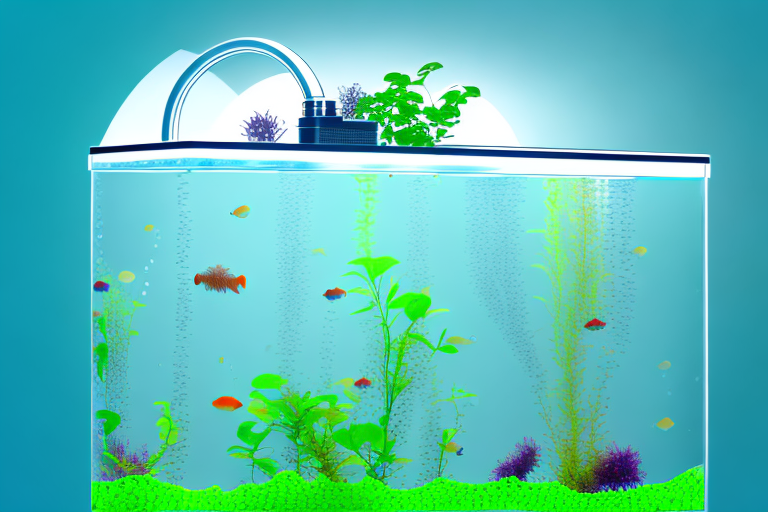 A fish tank with a connected hydroponic system