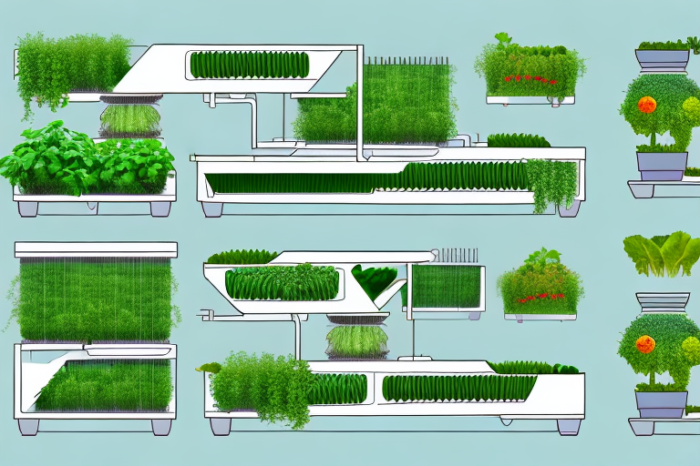 A vertical farming system and a vertical integration system side-by-side