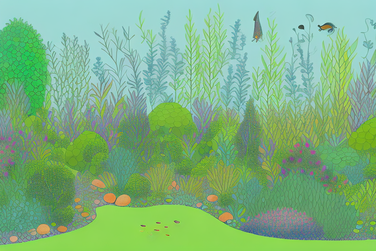 A garden with plants and aquatic life