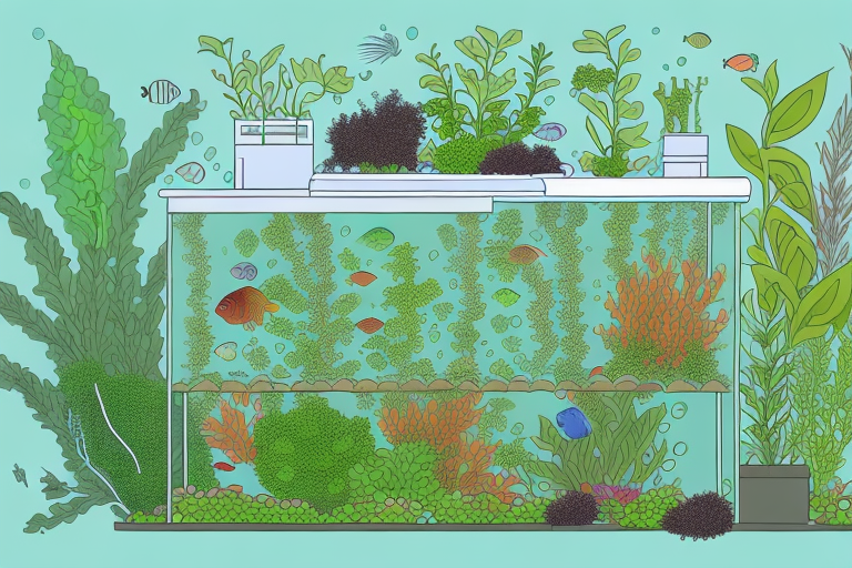 A healthy aquaponics system with a variety of plants and fish