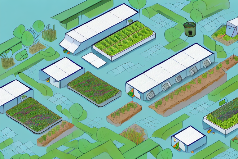 An aquaponics farm with solar panels
