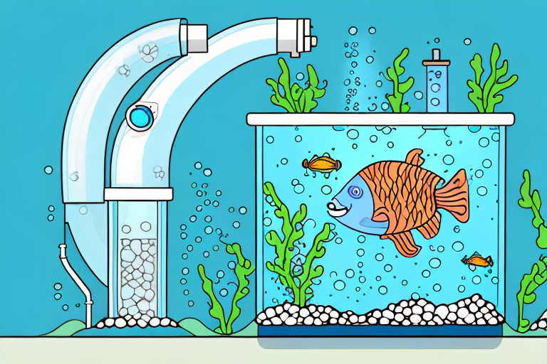 A fish tank with a filtration system to show how waste solids can be managed to maintain water quality and system efficiency