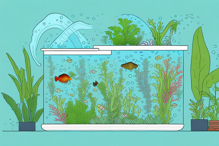 A modern aquaponics system with plants and fish in a self-sustaining environment