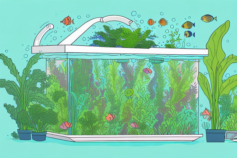 A large aquaponics system with plants