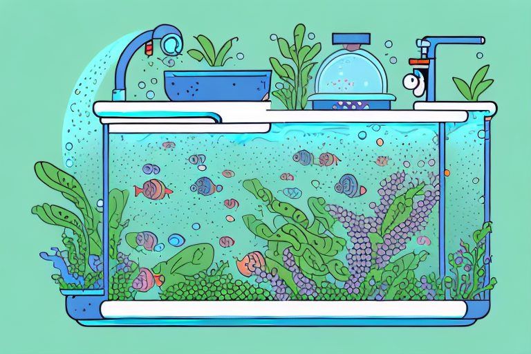 A hydroponic system with a fish tank and a grow bed