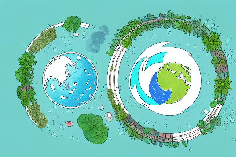 A sustainable aquaponics system with a backdrop of the earth