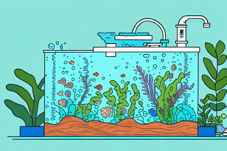 A fish tank and plants connected by a water system