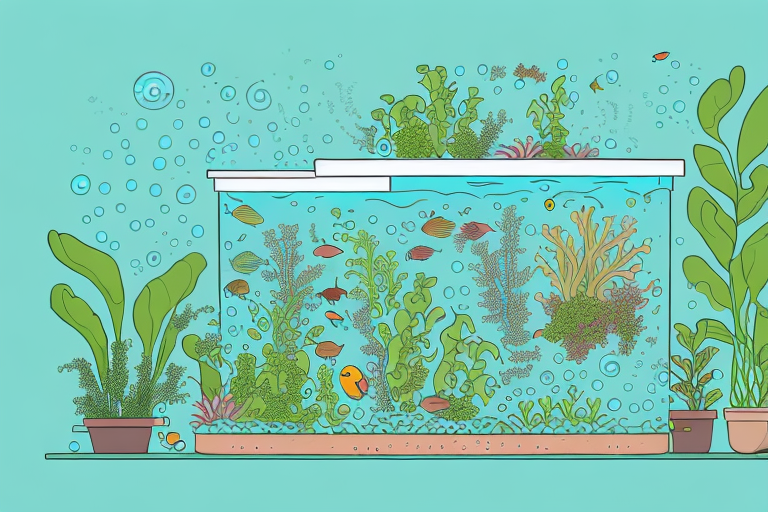 An aquaponics system with plants and fish in a symbiotic relationship
