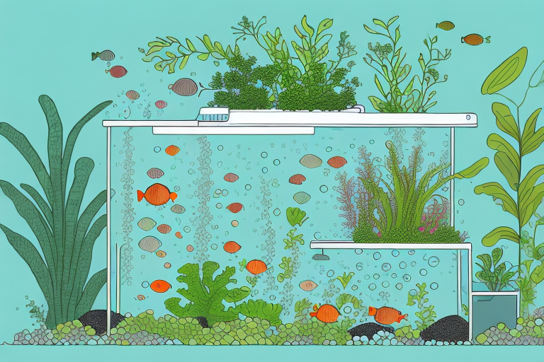 An aquaponics system with plants and fish