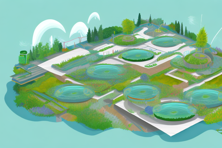 A landscape with an aquaponics system integrated into it