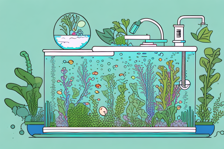 A modern hydroponic system with a fish tank