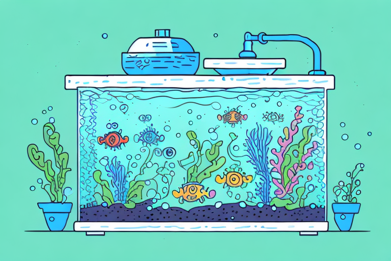 A fish tank with a hydroponic system connected to it