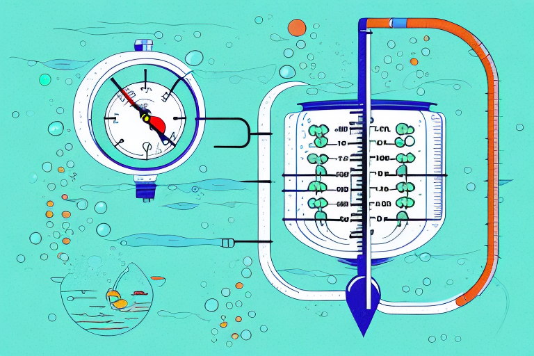 An aquaponics system with a thermometer measuring the water temperature