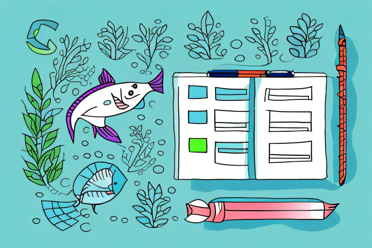 A checklist with a fish and a plant in an aquaponics system