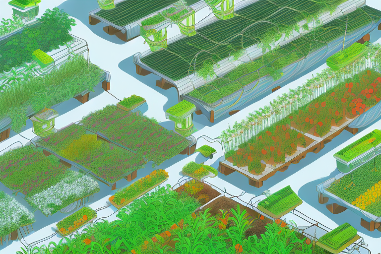 An aquaponics system connected to other farming systems