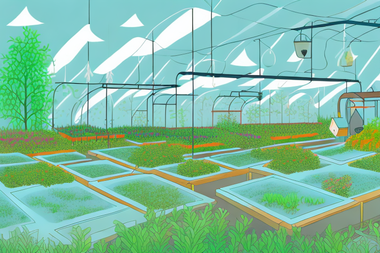 An aquaponics farm with seasonal changes and weather effects