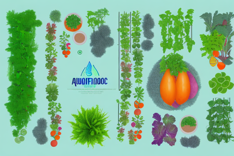 A vibrant aquaponics system with lush produce growing