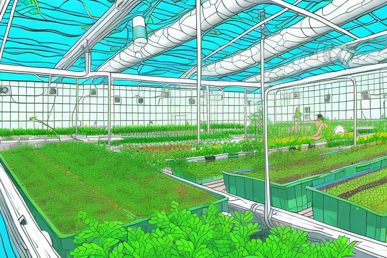 An aquaponics farm with biosecurity measures in place
