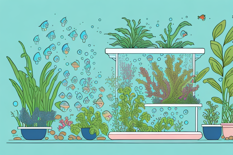 A thriving aquaponics system with plants and fish