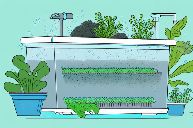 An aquaponics system being cleaned and sanitized