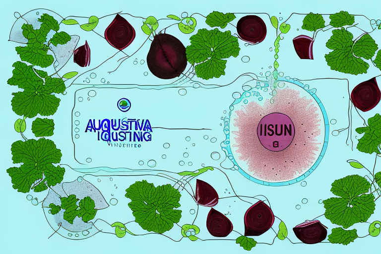 A thriving aquaponic system with beets growing in the water