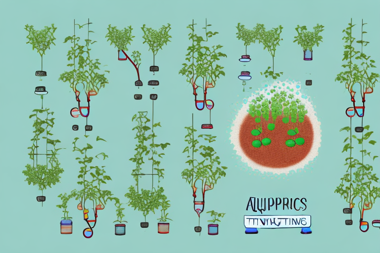 A thriving aquaponic system with dwarf fruit trees growing in it