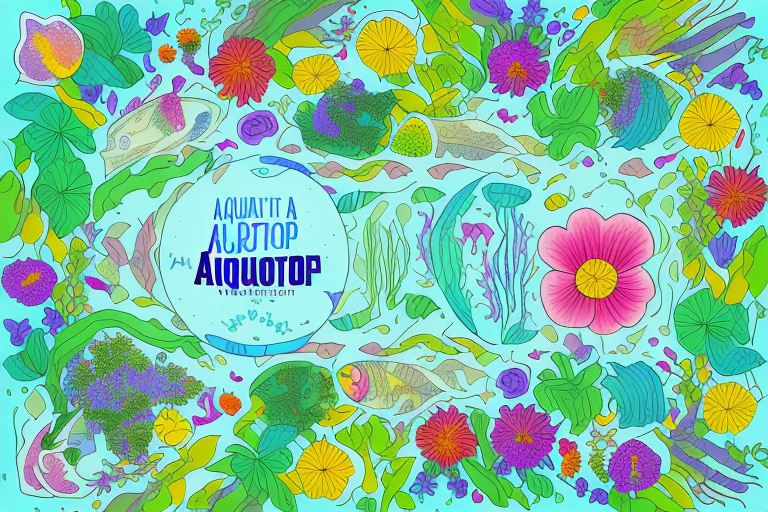 A vibrant aquaponic garden with edible flowers