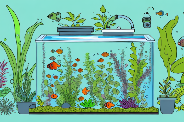 A fish tank with plants