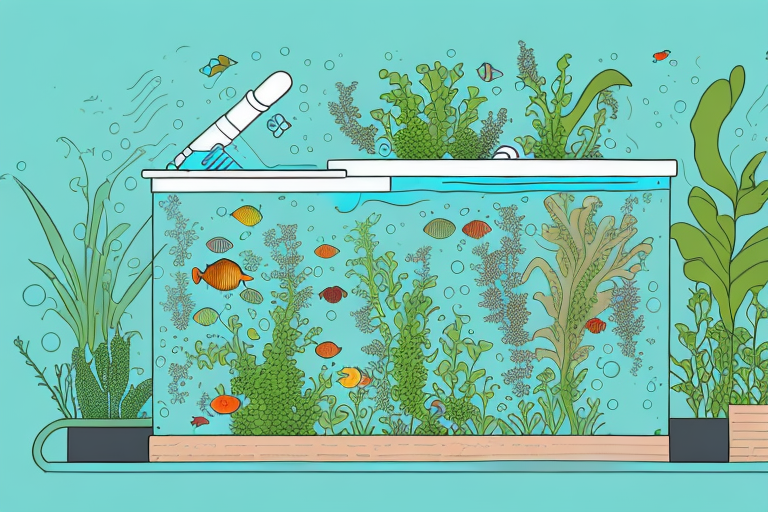 An aquaponics system with plants and fish in a symbiotic relationship