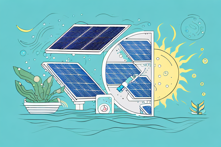 A solar panel connected to an aquaponics system