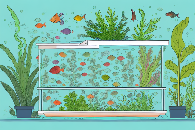 A functioning aquaponics system with a variety of plants and fish